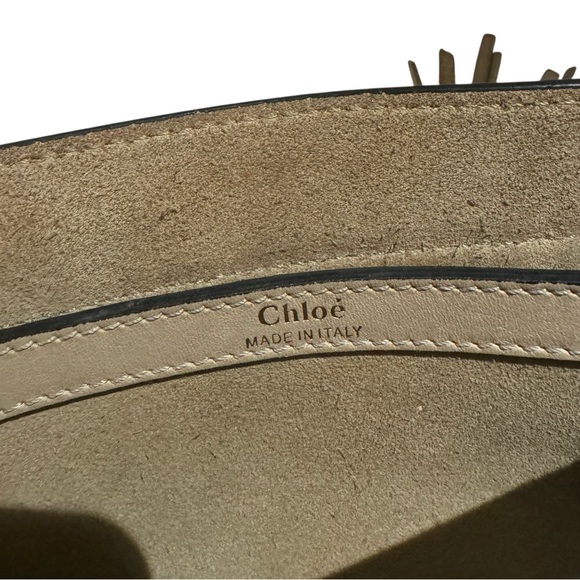 CHLOE MEDIUM BRAIDED HUDSON PEARL BEIGE SHOULDER BAG TASSEL SMOOTH CALFSKIN BAG - Picture 3 of 3